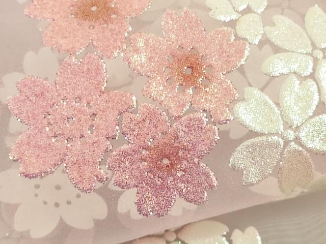 平和屋本店＊極上 夏物 お引きずり・お引き摺り・引き振袖 オーガンジー 舞桜 銀彩 たとう紙付き 逸品 DZAB6569kh6