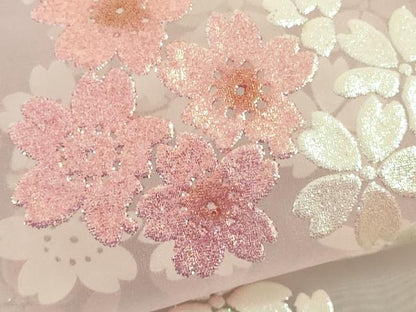 平和屋本店＊極上 夏物 お引きずり・お引き摺り・引き振袖 オーガンジー 舞桜 銀彩 たとう紙付き 逸品 DZAB6569kh6