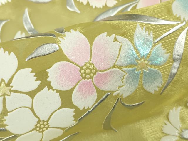 平和屋本店＊極上 夏物 お引きずり・お引き摺り・引き振袖 オーガンジー 枝花文 銀彩 たとう紙付き 逸品 DZAB6570kh6