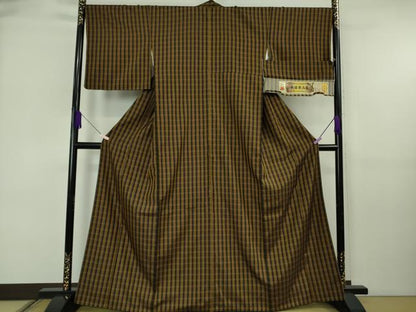 平和屋本店●極上　本場黄八丈　黒八丈　紬　まるまなこ　染:伝統工芸士　西條吉広　織:細田加奈　証紙付き　逸品　DZAB6573kh6