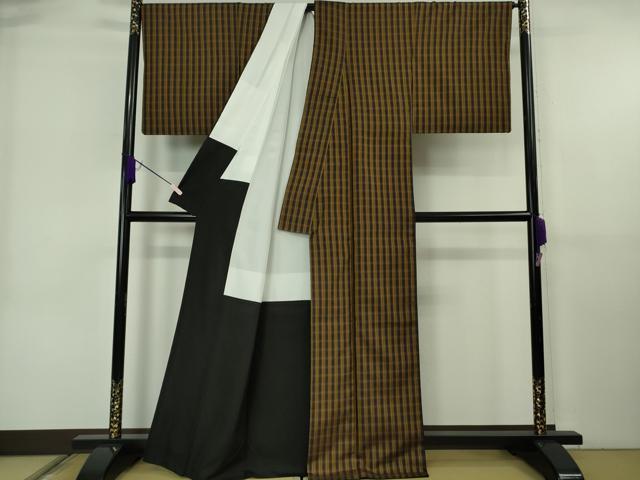平和屋本店●極上　本場黄八丈　黒八丈　紬　まるまなこ　染:伝統工芸士　西條吉広　織:細田加奈　証紙付き　逸品　DZAB6573kh6