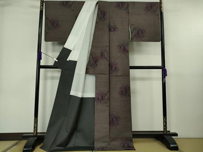 平和屋着物●極上　本場大島紬　9マルキ　泥染　ロング丈　粋伸花調　大島紬美幸謹製　ほていや扱い　証紙付き　逸品　DZAB6574kh6