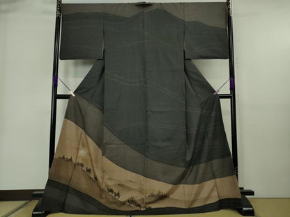 平和屋着物●極上　本場染大島紬　訪問着　背抜き仕立て　シルクロード　ラクダ　駱駝　ロング丈　逸品　DZAB6578kh6