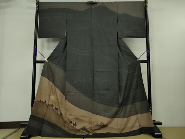 平和屋着物●極上　本場染大島紬　訪問着　背抜き仕立て　シルクロード　ラクダ　駱駝　ロング丈　逸品　DZAB6578kh6
