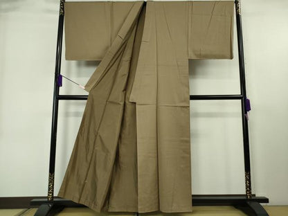 平和屋本店●極上　男性　お召　アンサンブル　キングサイズ　長羽織　羽裏・般若　生壁色×涅色　逸品　未使用　DZAB6580kh6