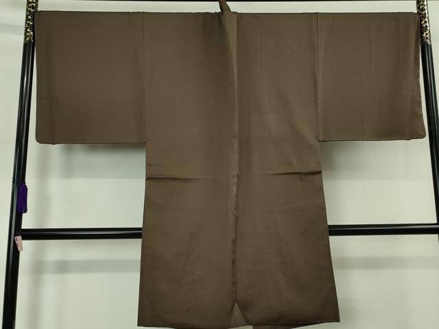 平和屋本店●極上　男性　お召　アンサンブル　キングサイズ　長羽織　羽裏・般若　生壁色×涅色　逸品　未使用　DZAB6580kh6
