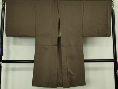 平和屋本店●極上　男性　お召　アンサンブル　キングサイズ　長羽織　羽裏・般若　生壁色×涅色　逸品　未使用　DZAB6580kh6