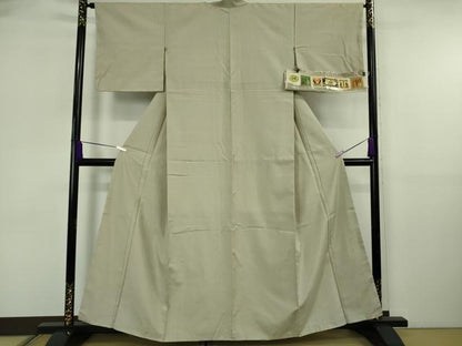 平和屋着物●極上　本場眞綿絢結城紬　色無地　白橡色　証紙付き　逸品　未使用　DZAB6585kh6
