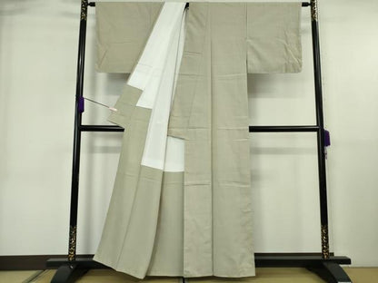 平和屋着物●極上　本場眞綿絢結城紬　色無地　白橡色　証紙付き　逸品　未使用　DZAB6585kh6