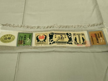 平和屋着物●極上　本場眞綿絢結城紬　色無地　白橡色　証紙付き　逸品　未使用　DZAB6585kh6