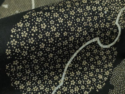 平和屋着物●極上　結城紬　訪問着　雪輪重ね　暈し染め　黒地　金彩　逸品　DZAB6586kh6
