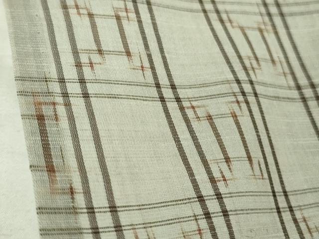 平和屋本店＊希少　夏物　国指定重要無形文化財　本場久米島紬　夏久米島　手織　反端付き　逸品　DZAB6588kh6
