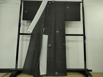 平和屋本店＊極上 夏物 染織の名門 しょうざん 生紬 雪輪鹿の子文 蝉色地 逸品 DZAB6589kh6