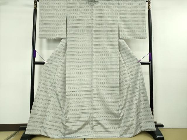 平和屋本店●極上　花織　紬　濃い絹鼠色地　小田急百貨店扱い　逸品　DZAB6591kh6