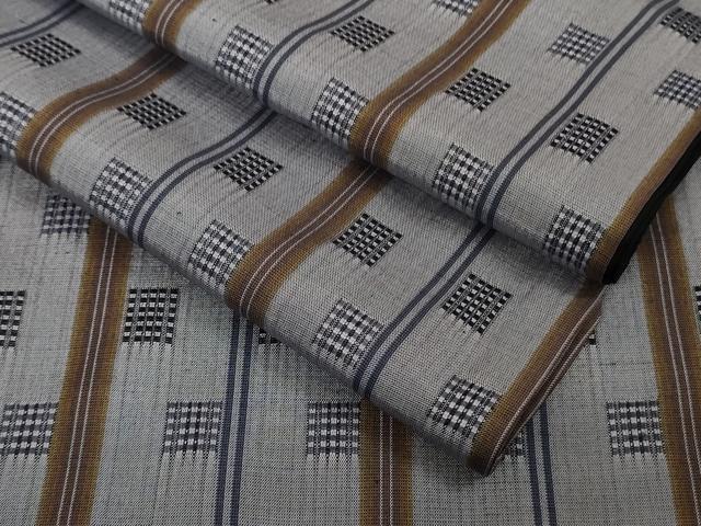 平和屋本店●極上　花織　紬　灰青色地　逸品　DZAB6592kh6