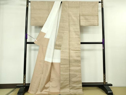 平和屋着物●極上　インド・アッサム　野蚕糸　手織　ムガシルク　訪問着　霞文　逸品　DZAB6593kh6