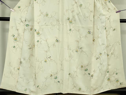 平和屋着物●極上　小紋　更紗花唐草文　鳥の子色地　金彩　逸品　DZAB6595kh6