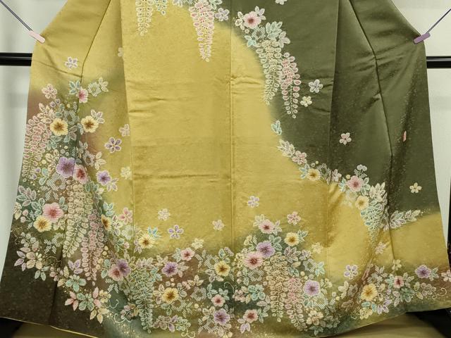 平和屋本店●極上　越後十日町の一流染匠　桐屋・翠山工房　徳永憲峯　訪問着　辻が花　暈し染め　金彩　金通し地　逸品　DZAB6597kh6