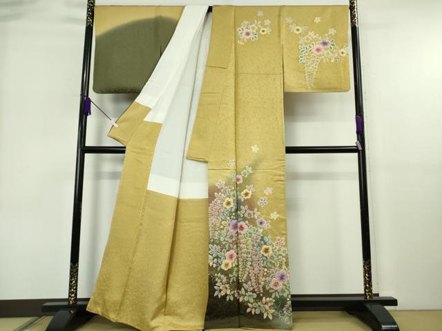 平和屋本店●極上　越後十日町の一流染匠　桐屋・翠山工房　徳永憲峯　訪問着　辻が花　暈し染め　金彩　金通し地　逸品　DZAB6597kh6