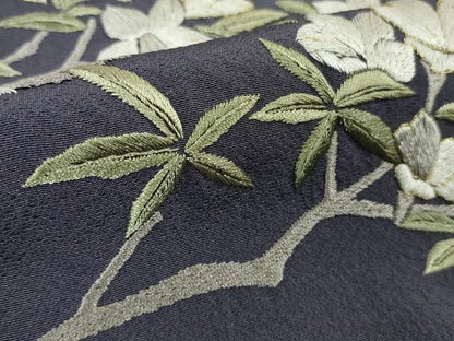 平和屋着物●極上　訪問着　総手刺繍　枝花文　濃い鼠色地　金糸　逸品　DZAB6599kh6