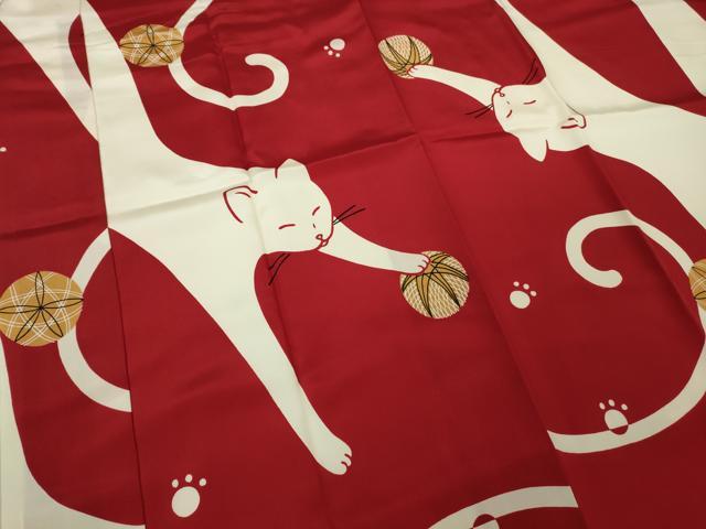 平和屋着物●上質な長襦袢　袷　猫　毬　逸品　DZAB6600kh6