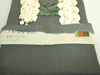 平和屋本店●極上　九寸名古屋帯　東京手描友禅　駒刺繍　胡蝶蘭　反端付き　羊羹色地　逸品　未使用　DZAB6604kh6