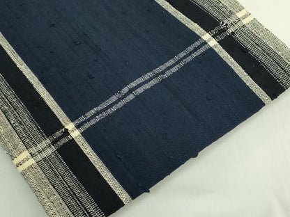平和屋本店●極上　浦野理一　経節紬　九寸名古屋帯　松皮菱　紺色地　逸品　DZAB6609kh6