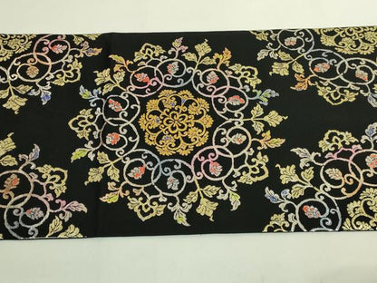 平和屋本店●最高級　龍村平蔵製　太鼓柄　本袋帯　御物平脱錦　黒地　金銀糸　逸品　DZAB6620kh6