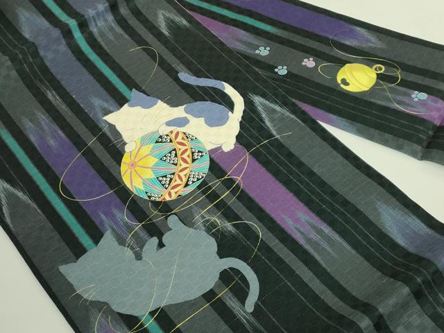 平和屋着物●極上　九寸名古屋帯　WAKKA　猫　毬　鈴　逸品　DZAB6623kh6