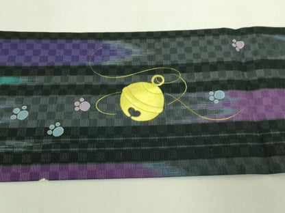 平和屋着物●極上　九寸名古屋帯　WAKKA　猫　毬　鈴　逸品　DZAB6623kh6