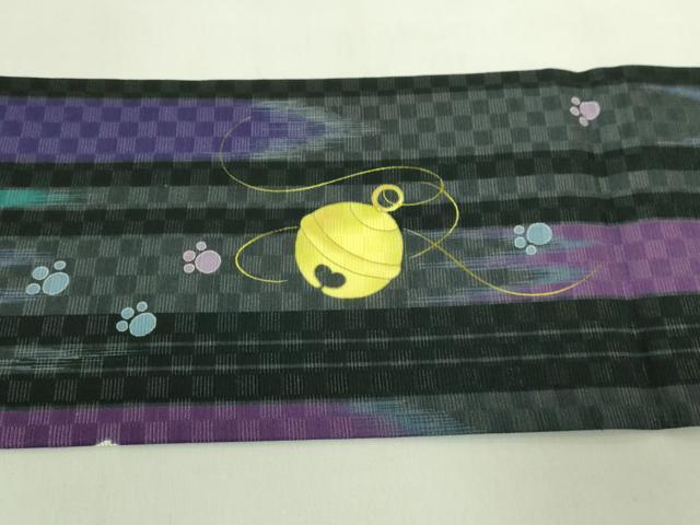 平和屋着物●極上　九寸名古屋帯　WAKKA　猫　毬　鈴　逸品　DZAB6623kh6