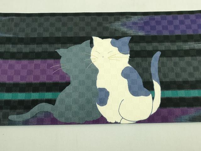 平和屋着物●極上　九寸名古屋帯　WAKKA　猫　毬　鈴　逸品　DZAB6623kh6