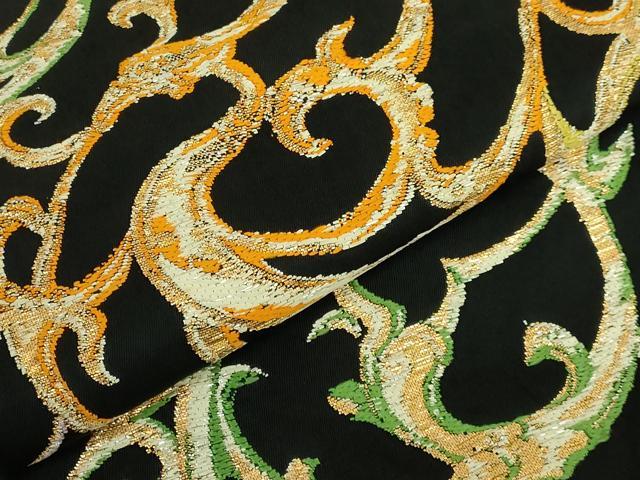 平和屋本店●最高級　龍村平蔵製　太鼓柄　本袋帯　慶州龍鳳錦　黒地　金糸　逸品　DZAB6631kh6