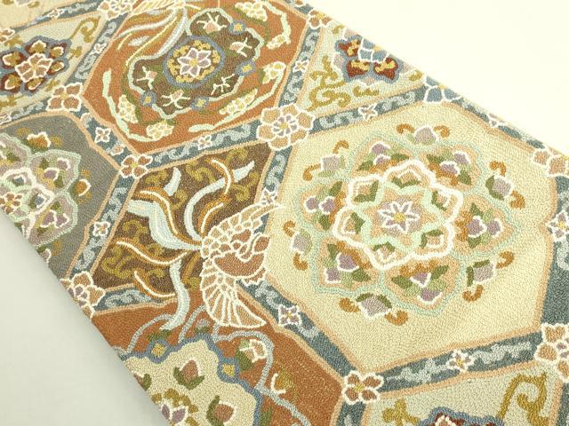 平和屋本店●最高級　中国三大刺繍　総相良刺繍　総刺繍　袋帯　200万粒　総詰め　正倉院花鳥文　逸品　DZAB6636kh6