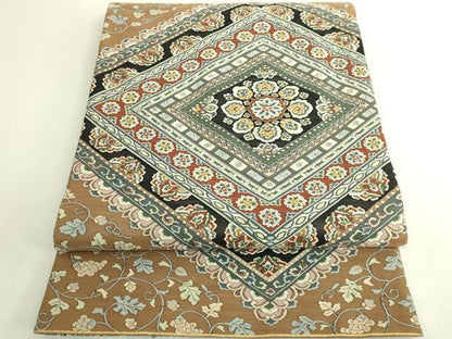 平和屋本店●極上　明綴れ　袋帯　正倉院花菱文　金糸　逸品　DZAB6637kh6