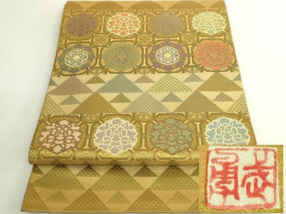 平和屋本店●極上　伝統工芸士　曽根武勇　太鼓柄袋帯　蜀江花文　逸品　DZAB6641kh6
