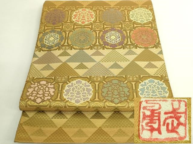 平和屋本店●極上　伝統工芸士　曽根武勇　太鼓柄袋帯　蜀江花文　逸品　DZAB6641kh6