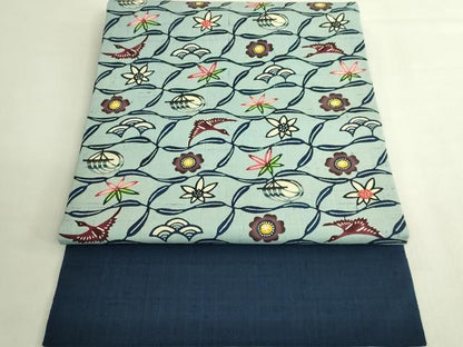 平和屋着物●極上　本場琉球紅型　つけ帯　紬地　飛鳥花文　逸品　DZAB6649kh6