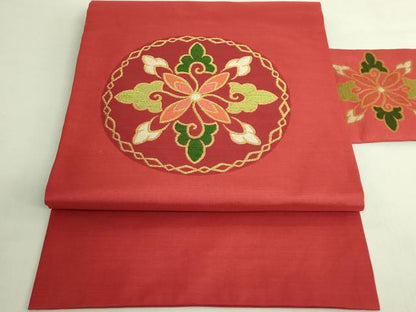 平和屋着物●極上　洛風林　工芸帯地　九寸名古屋帯　花菱文　金糸　逸品　DZAB6650kh6