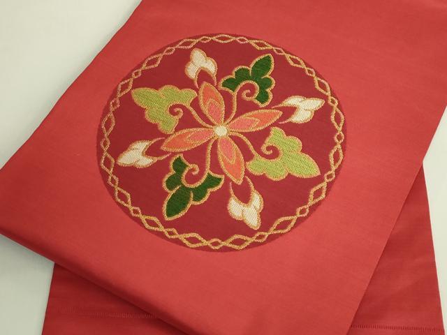 平和屋着物●極上　洛風林　工芸帯地　九寸名古屋帯　花菱文　金糸　逸品　DZAB6650kh6
