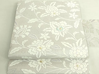平和屋着物●極上　九寸名古屋帯　唐織　更紗花文　金糸　逸品　未使用　DZAB6658kh6