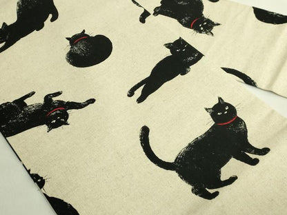 平和屋着物●極上　九寸名古屋帯　紬地　黒猫　逸品　DZAB6661kh6