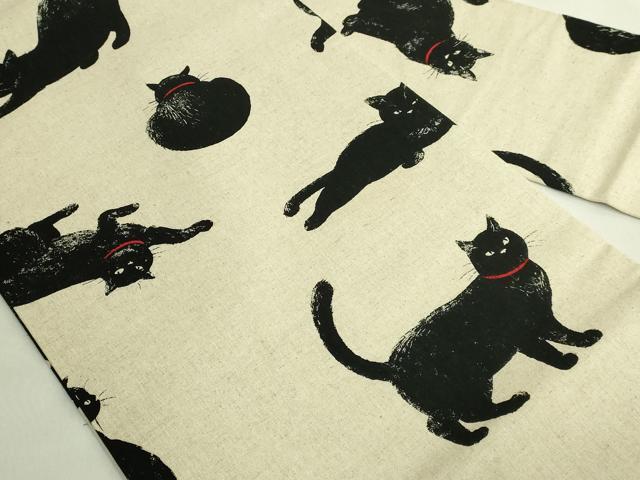 平和屋着物●極上　九寸名古屋帯　紬地　黒猫　逸品　DZAB6661kh6