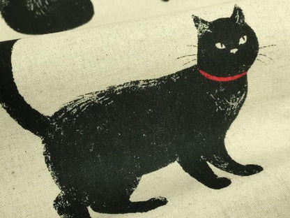 平和屋着物●極上　九寸名古屋帯　紬地　黒猫　逸品　DZAB6661kh6