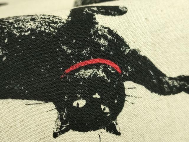 平和屋着物●極上　九寸名古屋帯　紬地　黒猫　逸品　DZAB6661kh6