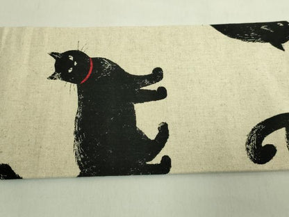 平和屋着物●極上　九寸名古屋帯　紬地　黒猫　逸品　DZAB6661kh6