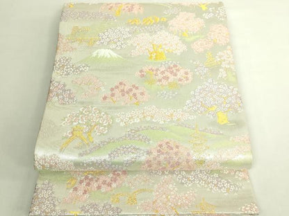平和屋着物●極上　六通柄袋帯　唐織　天輝曜変織　絢欄桜前線文　暈し染め　金銀糸　冊子付き　やまと誂製　逸品　DZAB6670kh6