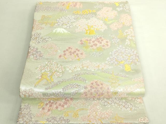 平和屋着物●極上　六通柄袋帯　唐織　天輝曜変織　絢欄桜前線文　暈し染め　金銀糸　冊子付き　やまと誂製　逸品　DZAB6670kh6