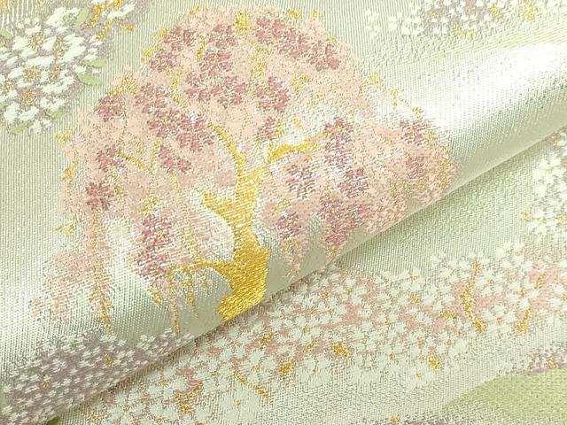 平和屋着物●極上　六通柄袋帯　唐織　天輝曜変織　絢欄桜前線文　暈し染め　金銀糸　冊子付き　やまと誂製　逸品　DZAB6670kh6