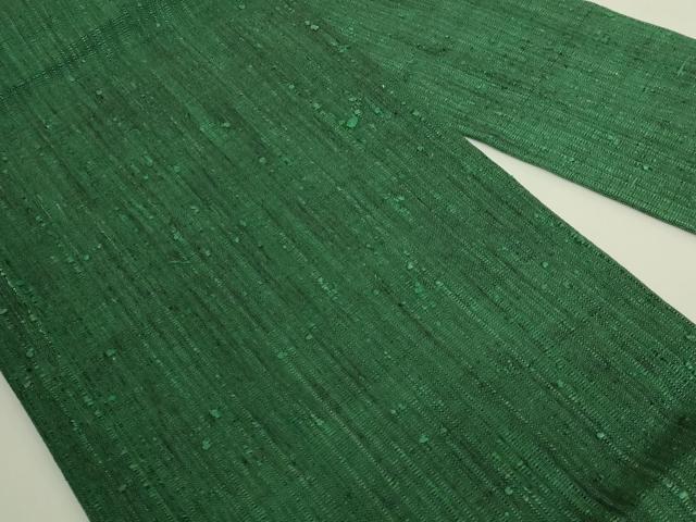 平和屋本店●極上　浦野理一　経節紬　九寸名古屋帯　深緑色地　逸品　DZAB6673kh6